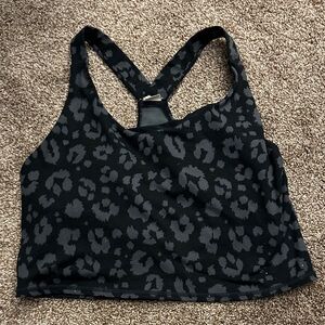Black & Gray Leopard Print Racerback Bralette Crop Top XL